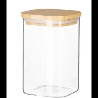 Фото товара Ємність Vittora VT-5305-270 1100 мл, прямокутна, скляна з дерев'яною кришкою.