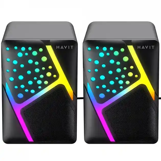 Колонки Havit HV-SK763 USB черные, 6W с RGB подсветкой - изображение 1