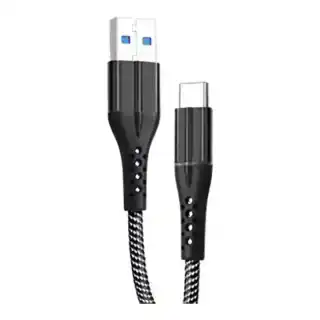 Фото товара Кабель Type-C на USB 2.4 А, 1 м, Grunhelm GMC-02CLB тканевое оплетение