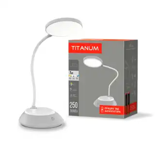 Фото товара Настольная лампа LED Titanum TLTF-022G 7W 3000-6500K USB, серая с встроенным аккумулятором