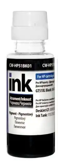 Чорнило ColorWay CW-HP51BK01 Black пігментне 100 г карт. HP: GT51XL (X4E40AE) і БФП HP DeskJet GT: 5810, 5820 ink Tank; 115, 315, 319, 412, 419 - зображення 1