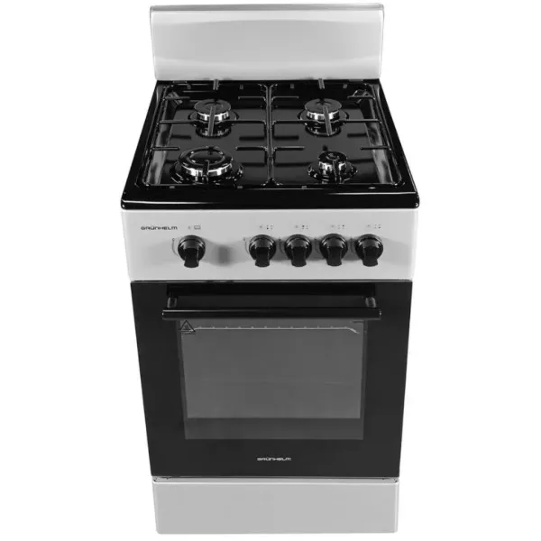 Плита газовая Grunhelm G4F6600GB серая, 4 конфорки, газовая духовка темная, размеры 85в60ш59г см - изображение 1